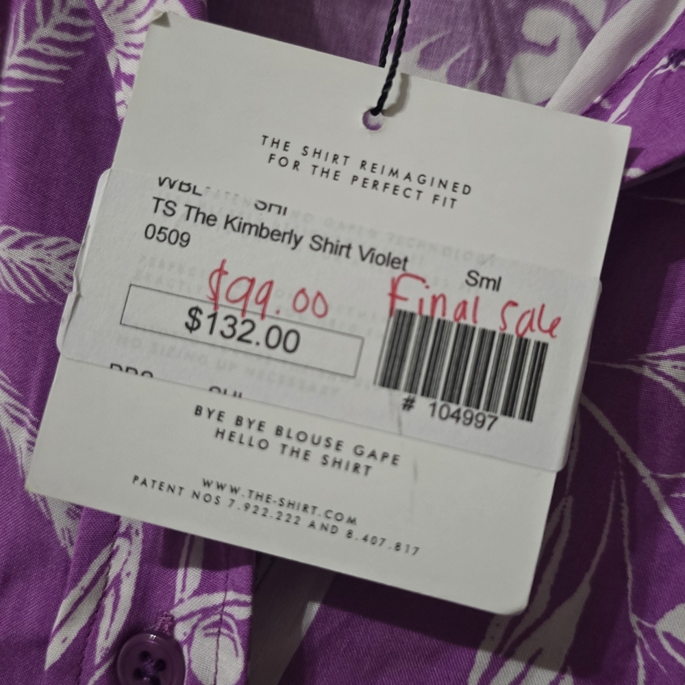 NWT The Shirt Rochelle Behrens The Kimberly Ruffle Button Down Blouse in Violet - Picture 12 of 13